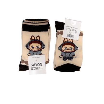 Labubu Character Crew Socks – 4 Pairs, One Size Fits All