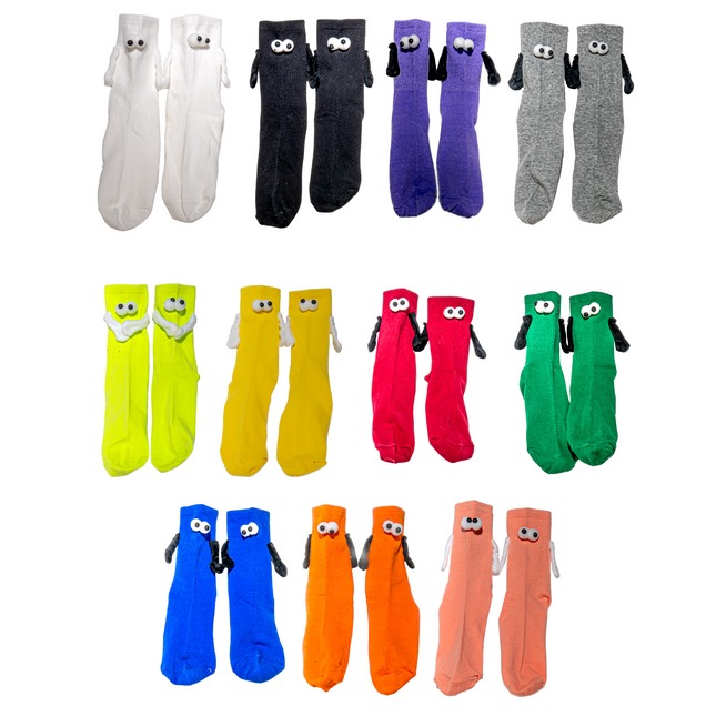 Cute 3D Magnetic Cartoon Crew Socks – 1 Pair, One Size (Adults)