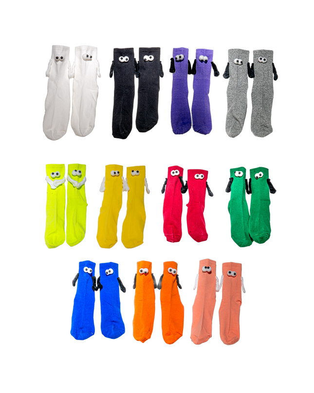 Cute 3D Magnetic Cartoon Crew Socks – 1 Pair, One Size (Adults)