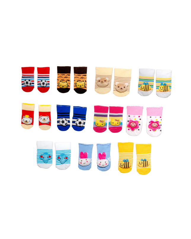 Baby Anti-Slip Cartoon Socks (Assorted Designs) – 1 Pair, 0-12 Months