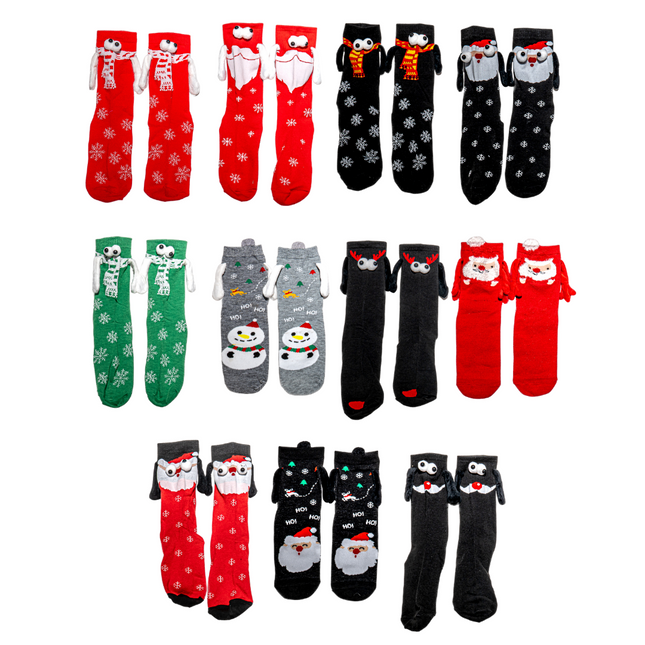 Funny 3D Magnetic Christmas Crew Socks – 1 Pair, One Size (Adults)