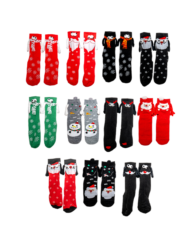 Funny 3D Magnetic Christmas Crew Socks – 1 Pair, One Size (Adults)