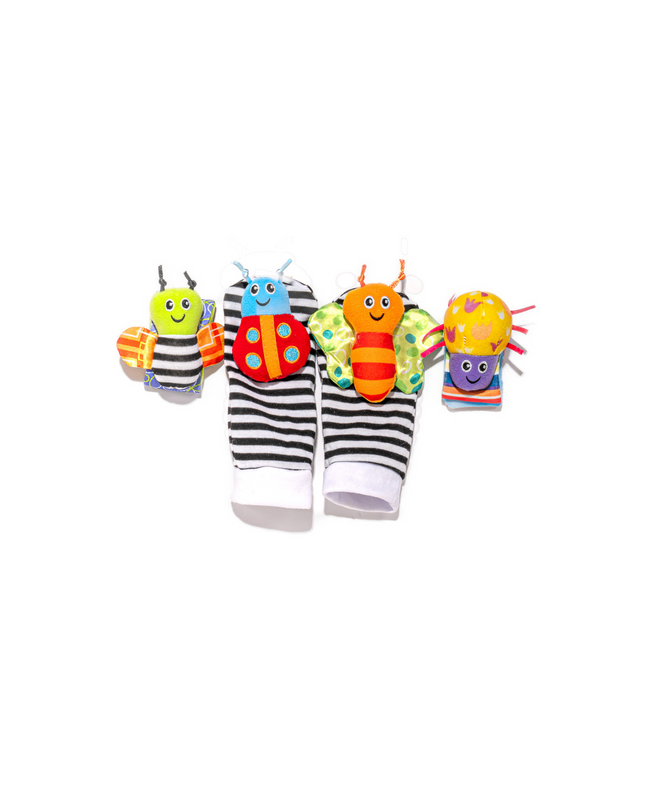 Baby Animal Rattle Socks & Wristbands – 4 pcs, Infant Size