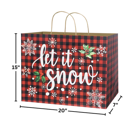 Christmas Gift Bag – Let It Snow Design, 20” x 15” x 7”