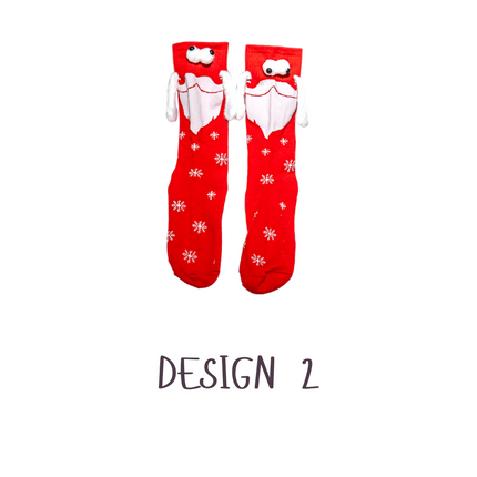 Funny 3D Magnetic Christmas Crew Socks – 1 Pair, One Size (Adults)