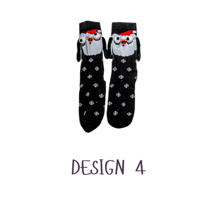 Funny 3D Magnetic Christmas Crew Socks – 1 Pair, One Size (Adults)
