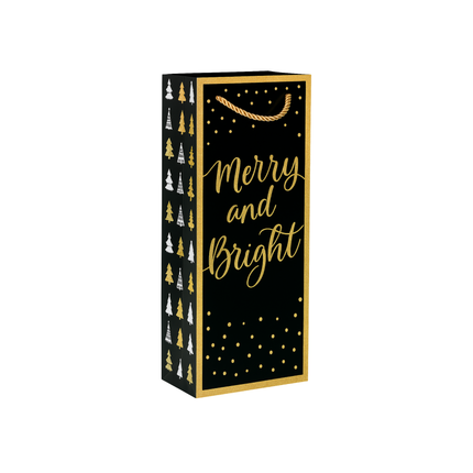 Christmas Wine Gift Bag – Merry & Bright Design, 5.25” x 3.25” x 13”