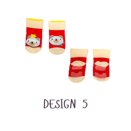 Baby Anti-Slip Cartoon Socks (Assorted Designs) – 1 Pair, 0-12 Months