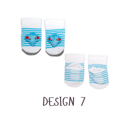 Baby Anti-Slip Cartoon Socks (Assorted Designs) – 1 Pair, 0-12 Months