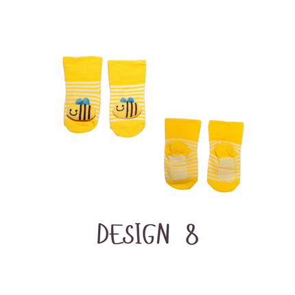 Baby Anti-Slip Cartoon Socks (Assorted Designs) – 1 Pair, 0-12 Months