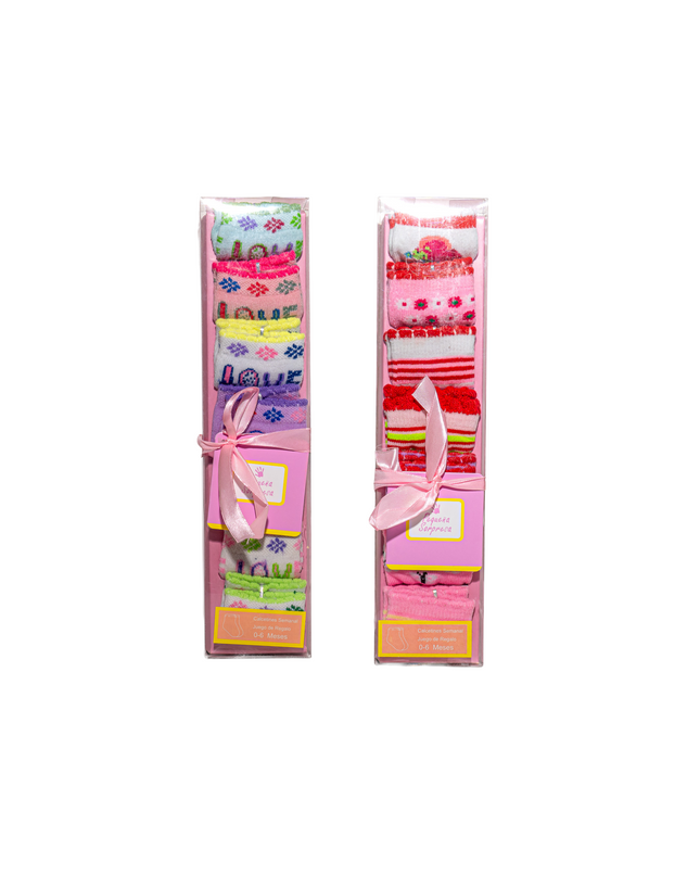 Baby Socks Gift Set (Girls’ Designs) – 7 Pairs, 0–12 Months