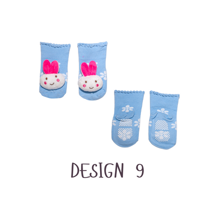 Baby Anti-Slip Cartoon Socks (Assorted Designs) – 1 Pair, 0-12 Months