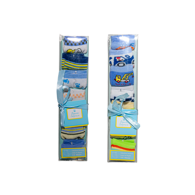 Baby Socks Gift Set (Boys’ Designs) – 7 Pairs, 0–12 Months