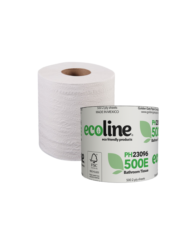 Ecoline 500E 2-Ply White Bathroom Tissue – 96 Rolls | 500 Sheets Each