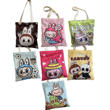 Labubu Canvas Tote Bag – 1pc, 12.75 x 14.75 in