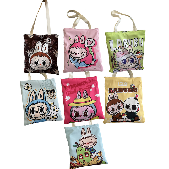 Labubu Canvas Tote Bag – 1pc, 12.75 x 14.75 in