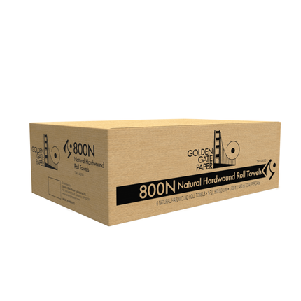 Golden Gate 800N 1-Ply Natural Hardwound Roll Towel – 6 Rolls | 800 ft Each