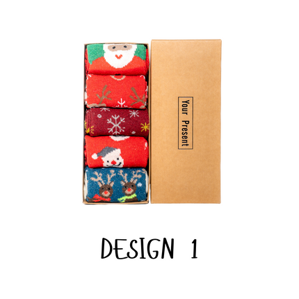 Christmas Crew Socks – 5 Pairs per Set, One Size (Adults)