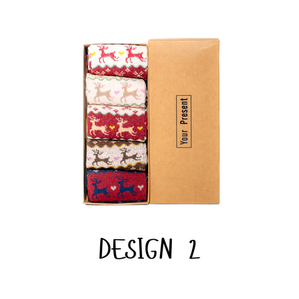 Christmas Crew Socks – 5 Pairs per Set, One Size (Adults)