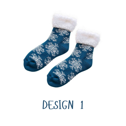 Winter Snowflake Fuzzy Socks – 1 Pair, One Size Fits All