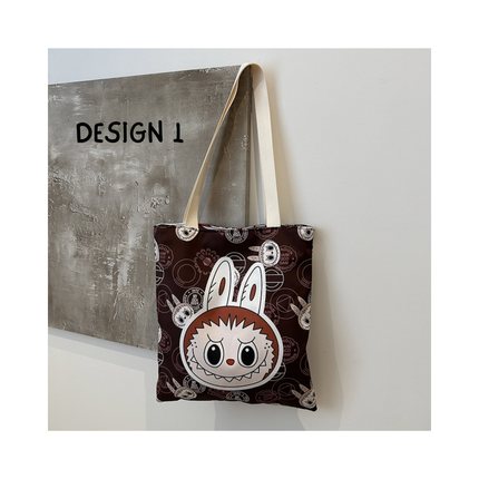 Labubu Canvas Tote Bag – 1pc, 12.75 x 14.75 in