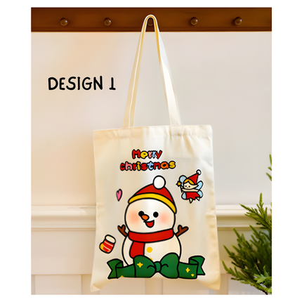 Christmas Canvas Tote Bag – 1pc, 30.8 x 60 cm