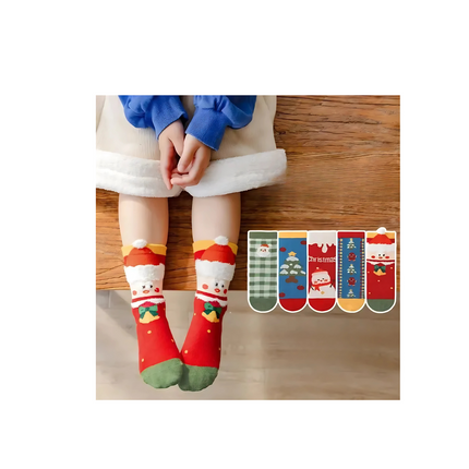 Christmas Cute Anti-Slip Socks – 5 Pairs, Kids Size XL