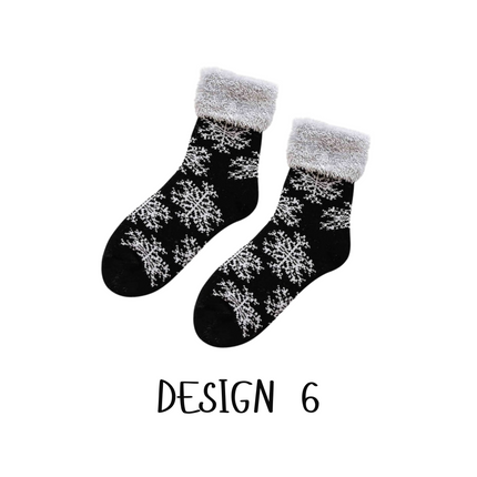 Winter Snowflake Fuzzy Socks – 1 Pair, One Size Fits All