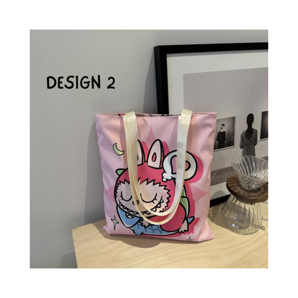 Labubu Canvas Tote Bag – 1pc, 12.75 x 14.75 in