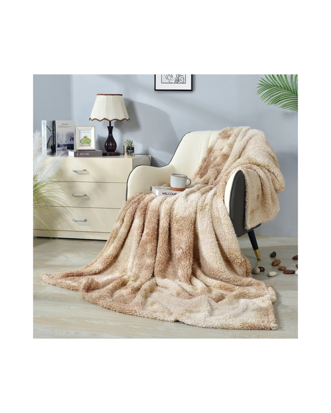 DECOSY Ultra Soft Faux Fur Throw Blanket – Beige, 88 x 90 in