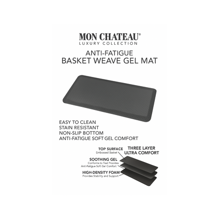 Mon Chateau Anti-Fatigue Basket Weave Gel Mat – Gray, 20 x 42 in