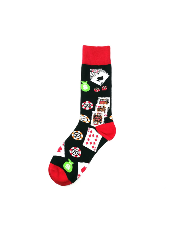 Casino Card Game Print Crew Socks – Novelty Casual Style