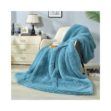 DECOSY Shaggy Long Faux Fur Throw Blanket – 88 x 90 in