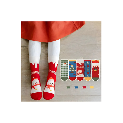 Christmas Cute Anti-Slip Socks – 5 Pairs, Kids Size XL