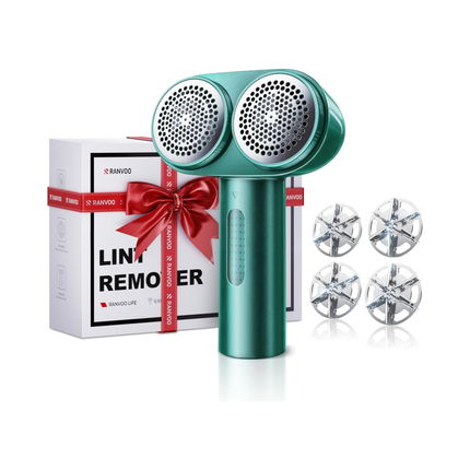 RANVOO Dual Head Fabric Shaver – Rechargeable Lint Remover for Clothes & Upholstery