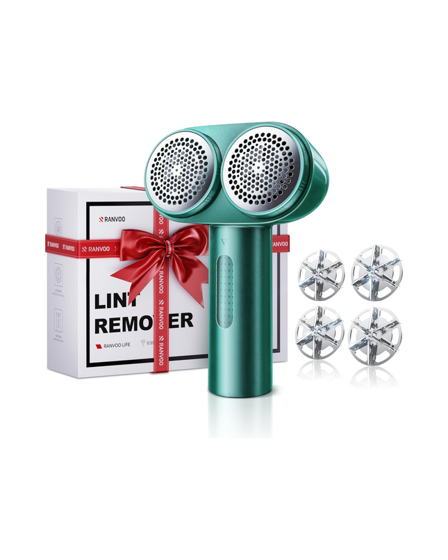 RANVOO Dual Head Fabric Shaver – Rechargeable Lint Remover for Clothes & Upholstery