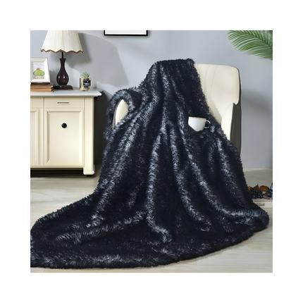 DECOSY Luxury Faux Fur Throw Blanket – Silver Gray, 88 x 90 in