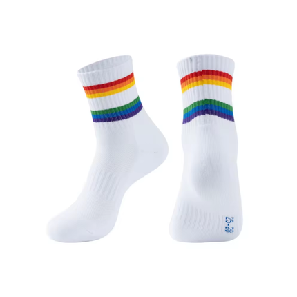 Rainbow Stripe Sports Socks – Above-Ankle Athletic Fit