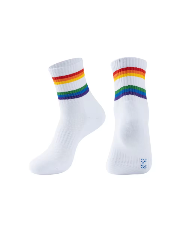 Rainbow Stripe Sports Socks – Above-Ankle Athletic Fit