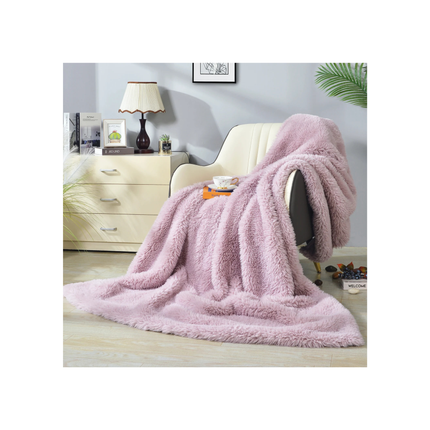DECOSY Shaggy Long Faux Fur Throw Blanket – 88 x 90 in