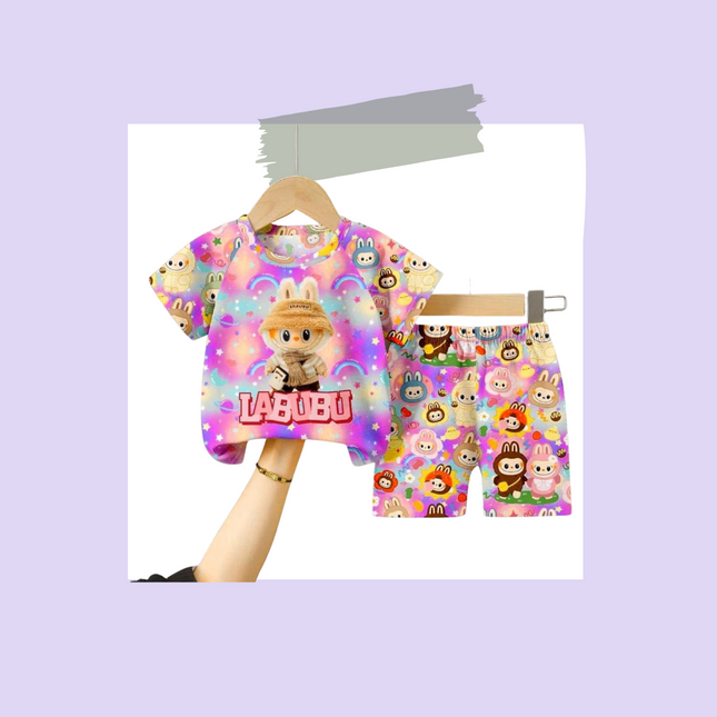 Kids Cartoon T-Shirt & Shorts Set – Colorful 2-Piece Outfit, Sizes 8 & 10, 2–4 Years Old