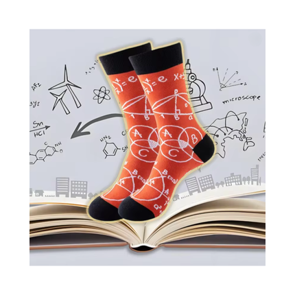 Geometric Formula Print Crew Socks – Casual Comfort