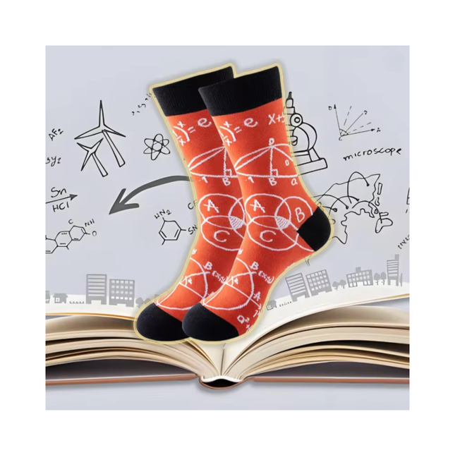 Geometric Formula Print Crew Socks – Casual Comfort