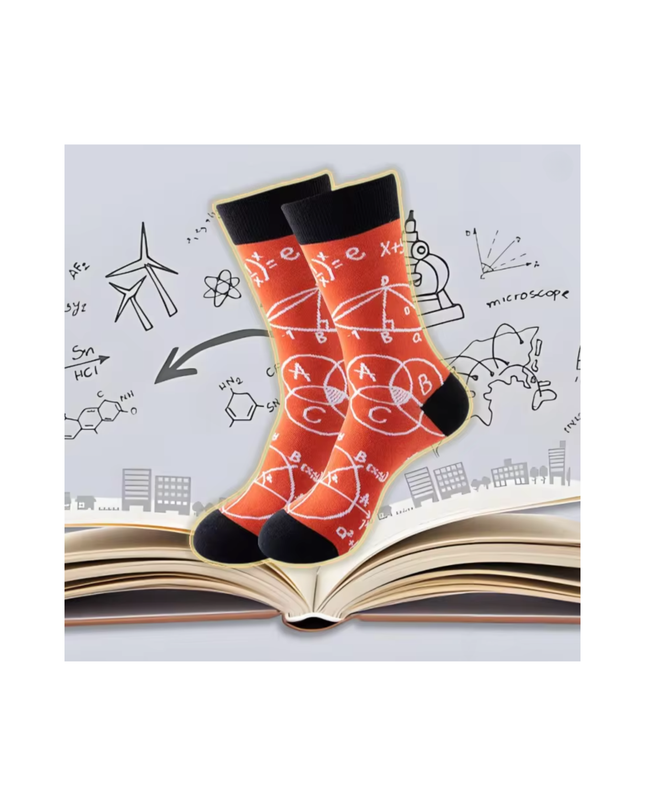 Geometric Formula Print Crew Socks – Casual Comfort