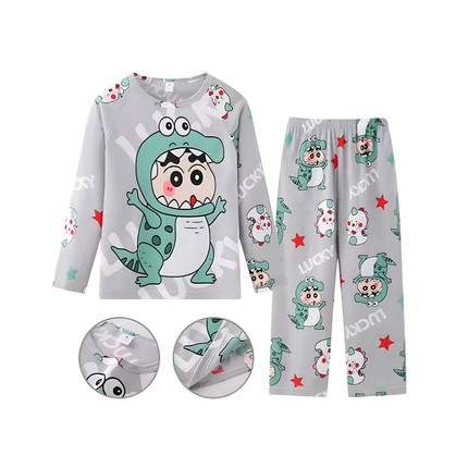 Kids Cartoon Pajama Set – Long Sleeve Top + Pants, Sizes 8 & 10, 2–5 Years Old