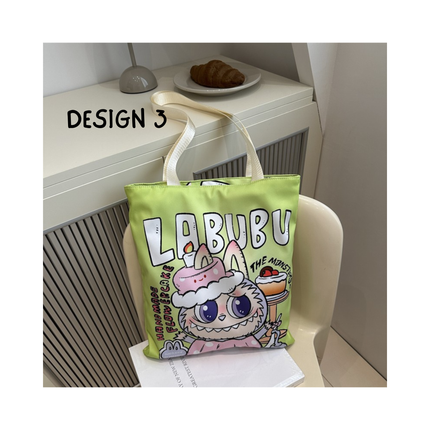 Labubu Canvas Tote Bag – 1pc, 12.75 x 14.75 in