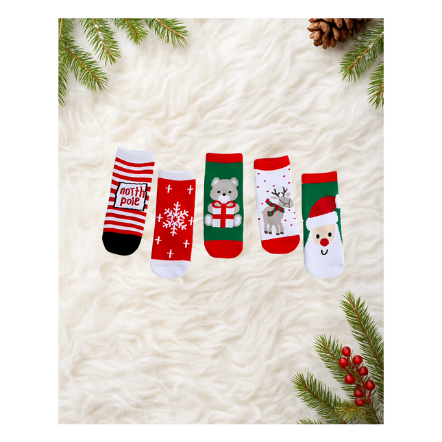Christmas Character Kids Socks – 5 Pairs, Available in 4 Sizes
