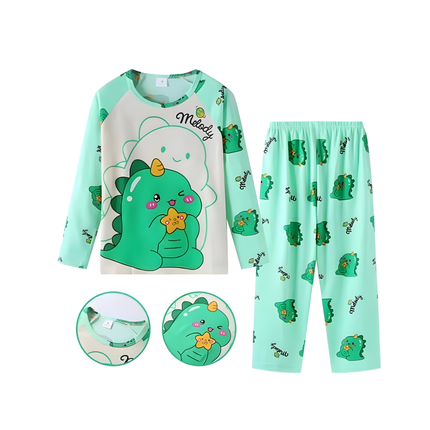 Kids Cartoon Pajama Set – Long Sleeve Top + Pants, Sizes 8 & 10, 2–5 Years Old