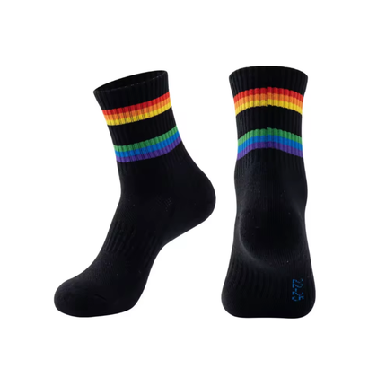 Rainbow Stripe Sports Socks – Above-Ankle Athletic Fit