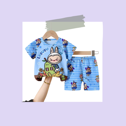Kids Cartoon T-Shirt & Shorts Set – Colorful 2-Piece Outfit, Sizes 16 & 18, 9–12 Years Old